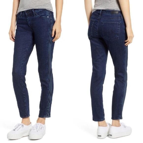 Ag Adriano Goldschmied Prima Pintucked Ankle Cigarette Jeans in Indigo Pursuits - Picture 1 of 10